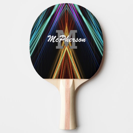 Ping Pong Levendige kleuren met monogram en naam Tafeltennisbatje (Voorkant)