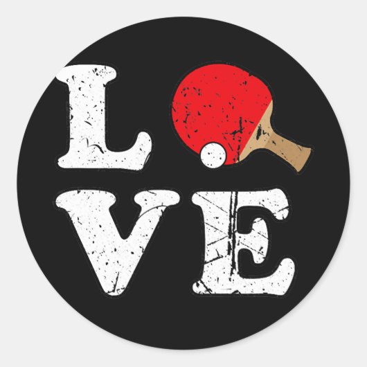 Ping Pong Love Table Tennis Ronde Sticker (Voorkant)