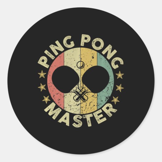 Ping Pong Master Champion Table Tennis Coach Paddl Ronde Sticker (Voorkant)