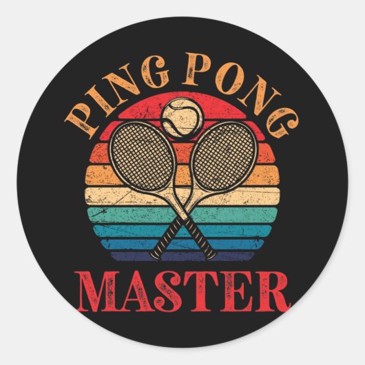 Ping Pong Master Table Tennis Paddle Ronde Sticker (Voorkant)