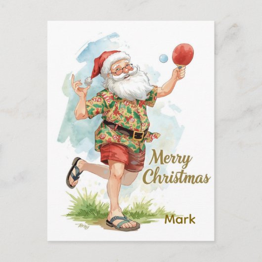 Ping Pong  Merry Christmas with Santa Claus Ping  Feestdagenkaart (Voorkant)