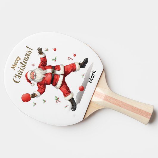 Ping Pong Merry Christmas with Santa Claus Tafeltennisbatje (Zijkant)