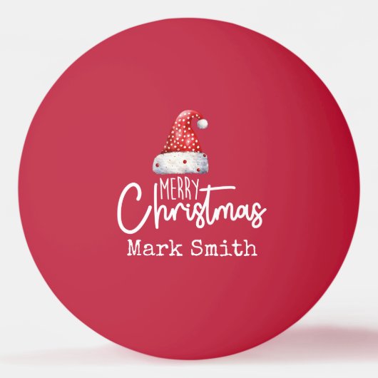 Ping Pong met kerstmuts Vrolijk kerstfeest Pingpongbal (Voorkant)