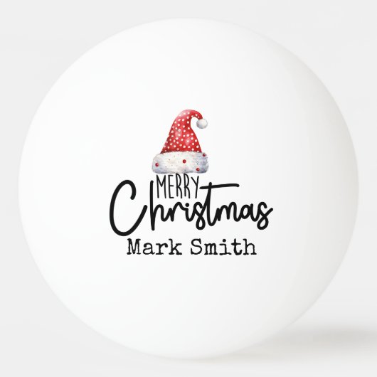 Ping Pong met kerstmuts Vrolijk kerstfeest Pingpongbal (Voorkant)