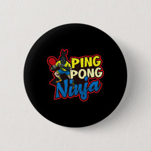 Ping Pong Ninja Design Table Tennis Ronde Button 5,7 Cm