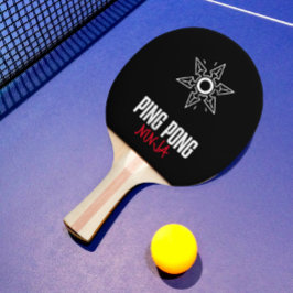 Ping pong ninja moderne rode en witte tekst tafeltennisbatje