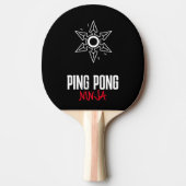 Ping pong ninja moderne rode en witte tekst tafeltennisbatje (Voorkant)