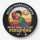 Ping Pong nooit Onderschat oud man Ping Pong Papieren Bordje (Voorkant)