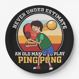 Ping Pong nooit Onderschat oud man Ping Pong Papieren Bordje