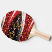 Ping Pong Paddle Abstract Rood Wit Zwart Tafeltennisbatje (Zijkant)