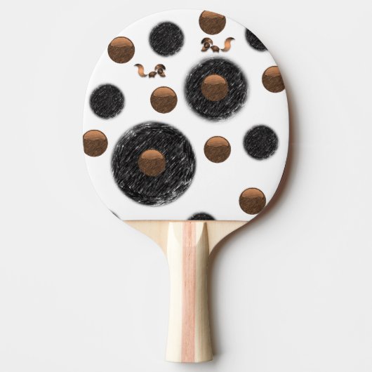 Ping Pong Paddle Abstract Zwart Circulair Tafeltennisbatje (Voorkant)