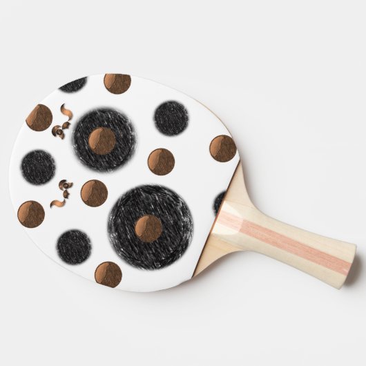 Ping Pong Paddle Abstract Zwart Circulair Tafeltennisbatje (Zijkant)