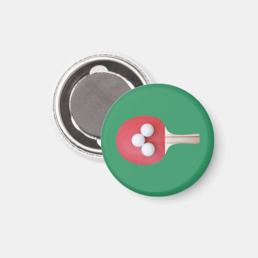 Ping Pong Paddle and Balls Magneet (Voorkant / Achterkant)