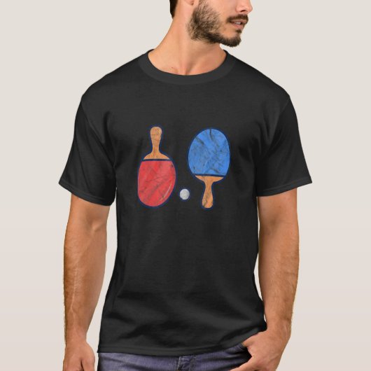 Ping Pong Paddle Ball Table Tennis Player Distress T-shirt (Voorkant)