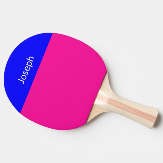 Ping Pong Paddle Blauw Roze Tafeltennisbatje (Zijkant)