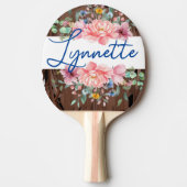 Ping Pong Paddle Bloemen Roze Pastel Tafeltennisbatje (Voorkant)