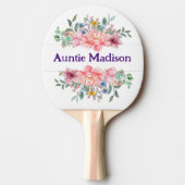 Ping Pong Paddle Bloemen Roze Pastel Tafeltennisbatje (Voorkant)