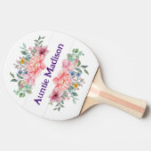 Ping Pong Paddle Bloemen Roze Pastel Tafeltennisbatje (Zijkant)