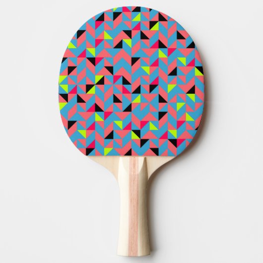 Ping Pong Paddle - Bright Neon Retro Patroon Tafeltennisbatje (Voorkant)
