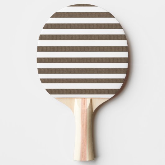 Ping Pong Paddle Brown & White Stripe Tafeltennisbatje (Voorkant)