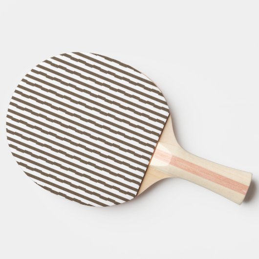 Ping Pong Paddle Brown & White Stripe  Tafeltennisbatje (Zijkant)