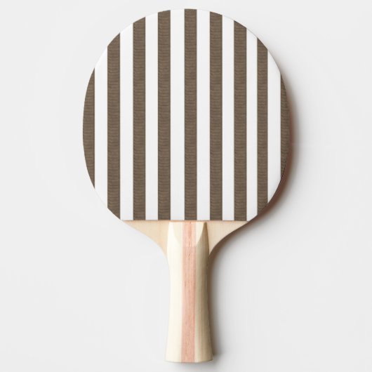 Ping Pong Paddle Brown & White Stripe Tafeltennisbatje (Voorkant)