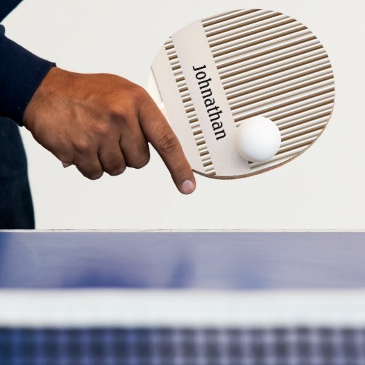 Ping Pong Paddle Bruin & Beige Streep Tafeltennisbatje (Insitu)