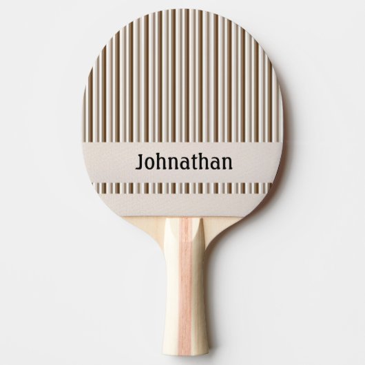 Ping Pong Paddle Bruin & Beige Streep Tafeltennisbatje (Voorkant)