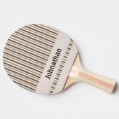 Ping Pong Paddle Bruin & Beige Streep Tafeltennisbatje (Zijkant)