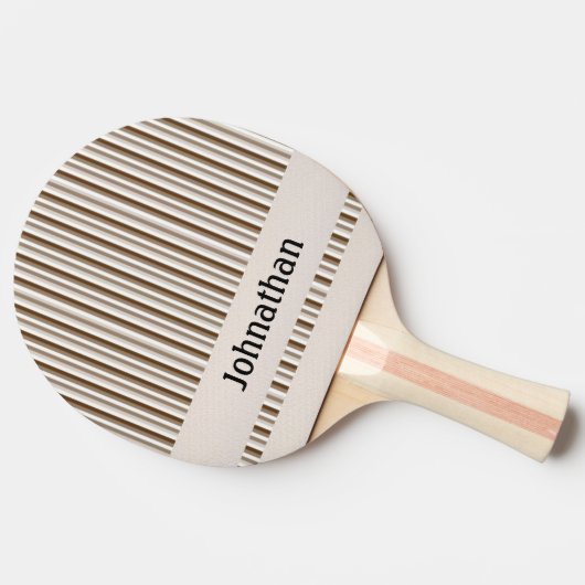 Ping Pong Paddle Bruin & Beige Streep Tafeltennisbatje (Zijkant)