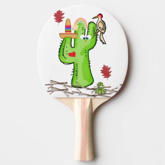 Ping Pong Paddle Cactus Bird Tafeltennisbatje (Voorkant)