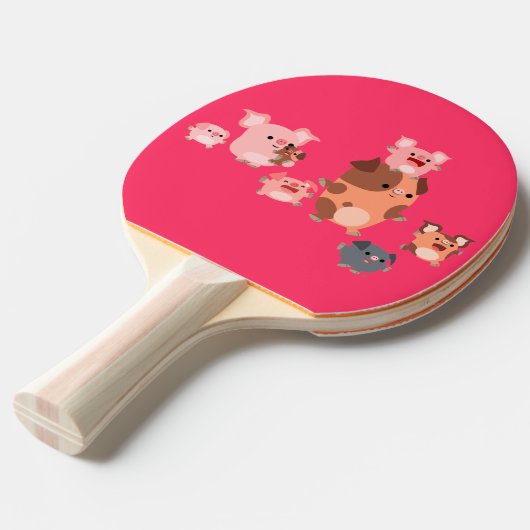 Ping Pong Paddle Cartoon Tafeltennisbatje (Voorkant Gekanteld)