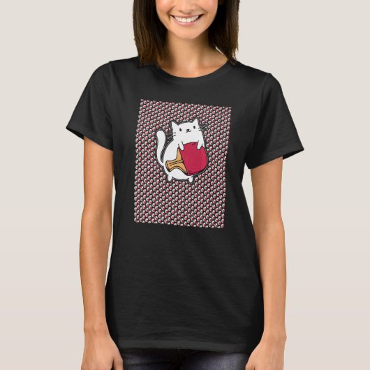Ping Pong Paddle Dames Cat Table Tennis Player Ca T-shirt (Voorkant)