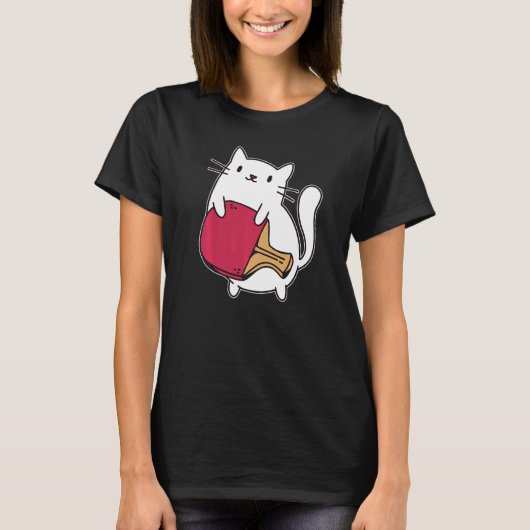 Ping Pong Paddle Dames Cat Table Tennis Player Ca T-shirt (Voorkant)