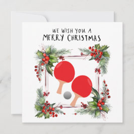 Ping Pong Paddle en balletje met kerst Lijst Feestdagenkaart