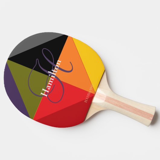 Ping-Pong Paddle - HAMbyWG - kleurrijke geometrisc Tafeltennisbatje (Zijkant)