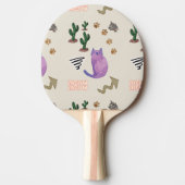 Ping Pong Paddle Kat Vissen Paws Cactus Meow Tafeltennisbatje (Voorkant)