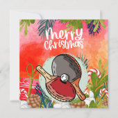 Ping Pong Paddle Kerstgroet Kaart (Voorkant)