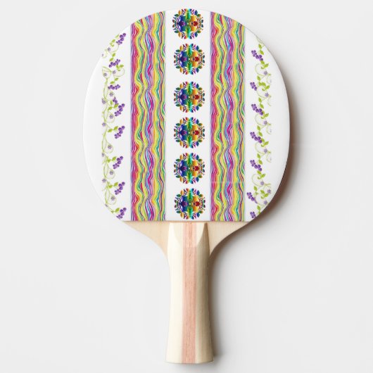Ping Pong Paddle Kleurrijke Bloemen Tafeltennisbatje (Voorkant)