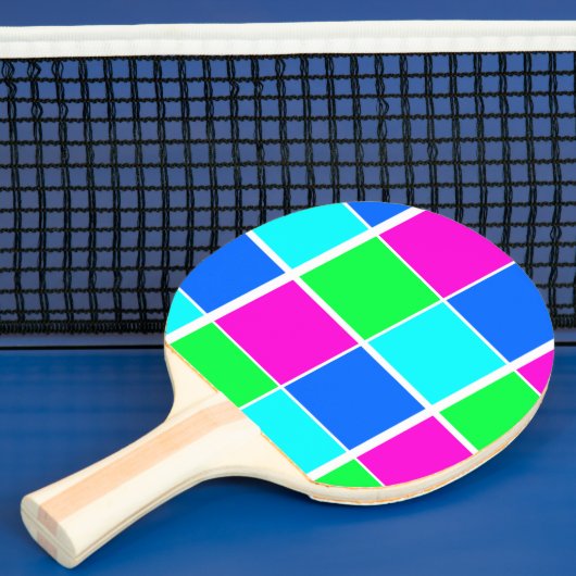 Ping Pong Paddle Kleurrijke Heldere Vierkantjes Tafeltennisbatje (Insitu)