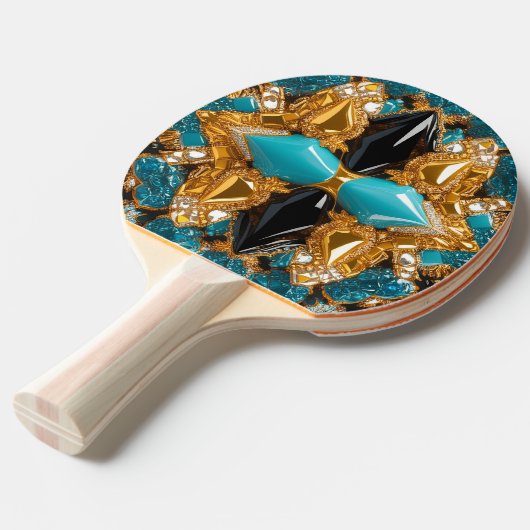 Ping pong paddle met Bahamas kleuren Tafeltennisbatje (Voorkant Gekanteld)