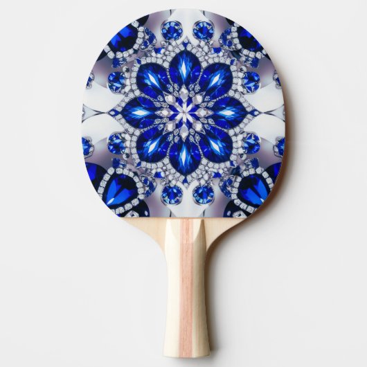 Ping pong paddle met blauw witte kleuren tafeltennisbatje (Achterkant)