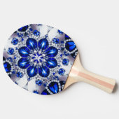 Ping pong paddle met blauw witte kleuren tafeltennisbatje (Zijkant)