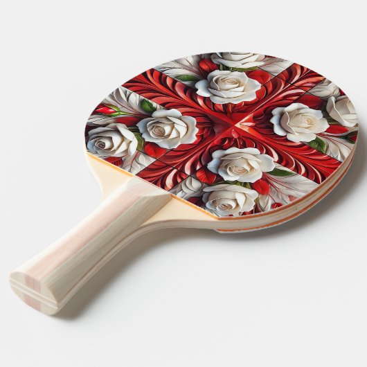 Ping pong paddle met Engelse Rozen Design Tafeltennisbatje (Voorkant Gekanteld)