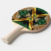 Ping pong paddle met Jamaicaanse kleuren Tafeltennisbatje (Voorkant Gekanteld)