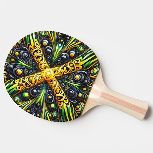 Ping pong paddle met Jamaicaanse kleuren Tafeltennisbatje (Zijkant)
