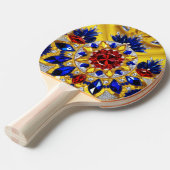 Ping pong paddle met Roemeense kleuren Tafeltennisbatje (Voorkant Gekanteld)