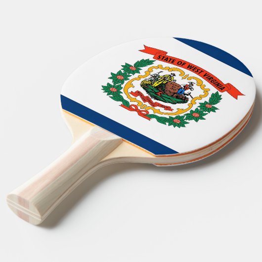 Ping pong paddle met Vlag van West Virginia, Veren Tafeltennisbatje (Voorkant Gekanteld)