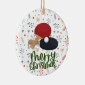 Ping Pong Paddle op Sneeuwvlok Kerstmis Keramisch Ornament (Rechts)