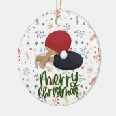 Ping Pong Paddle op Sneeuwvlok Kerstmis Keramisch Ornament (Links)